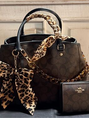 Coach Brown and Black Signature Satchel